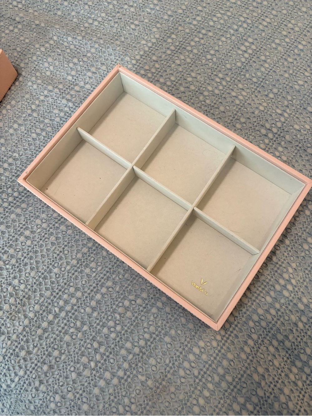 Vee & Co. Stackable Pink Jewelry Tray with Six Compartments